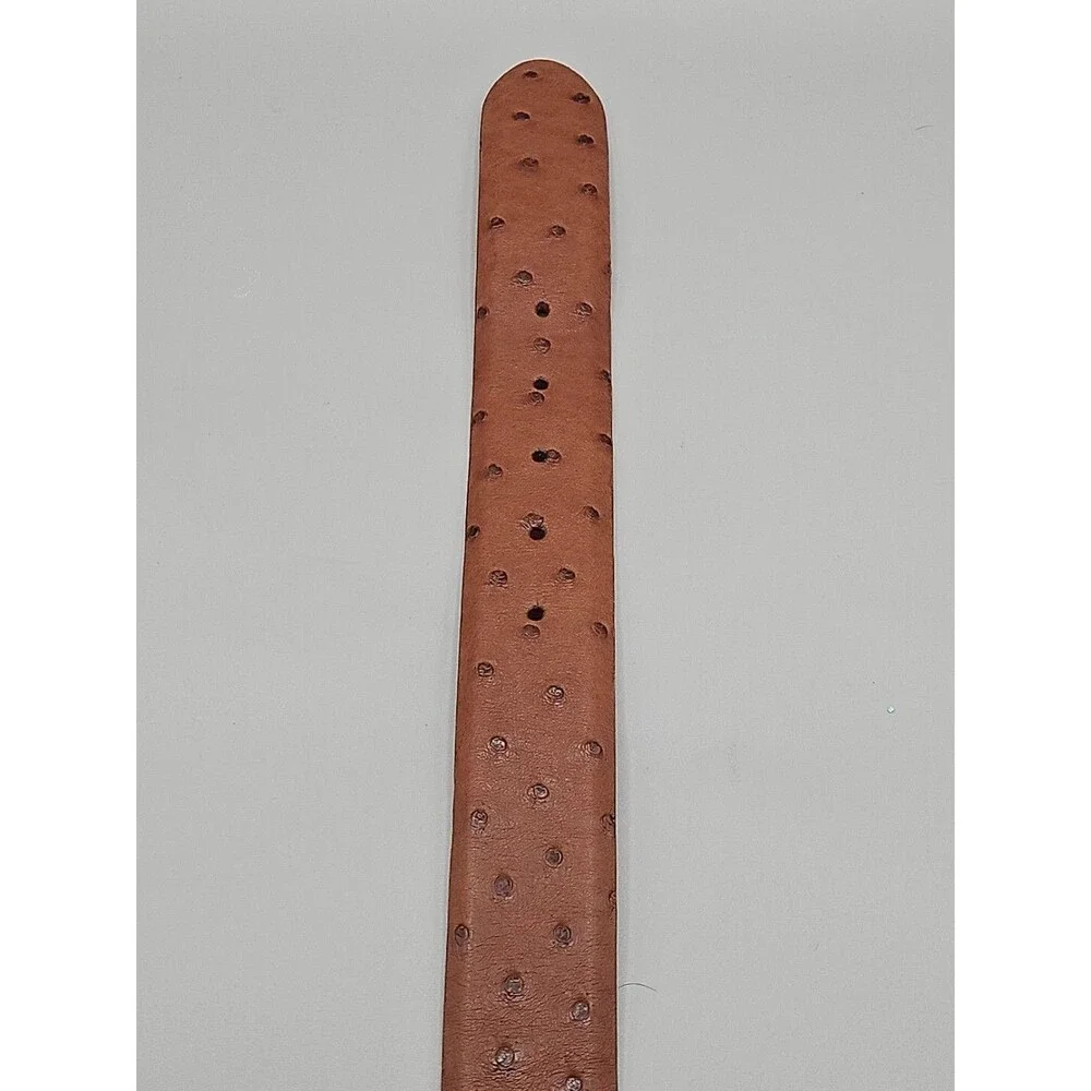 Genuine African Ostrich Brown Leather Belt (Made in U.S.A) Saddlebags Size 34